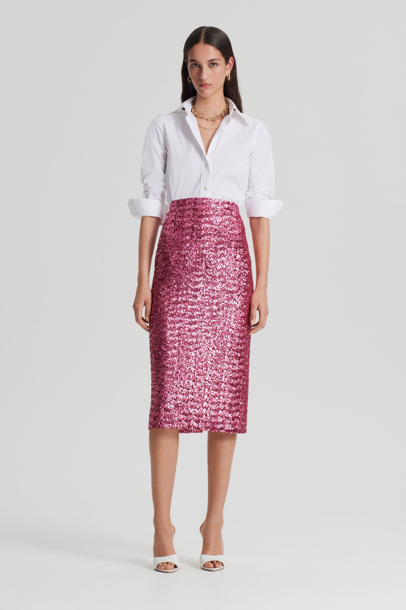 SEQUIN PENCIL SKIRT - PINK