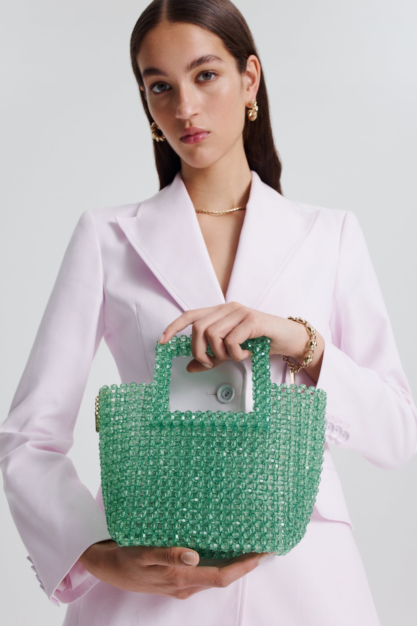 MINI BEADED TOTE - PERIDOT