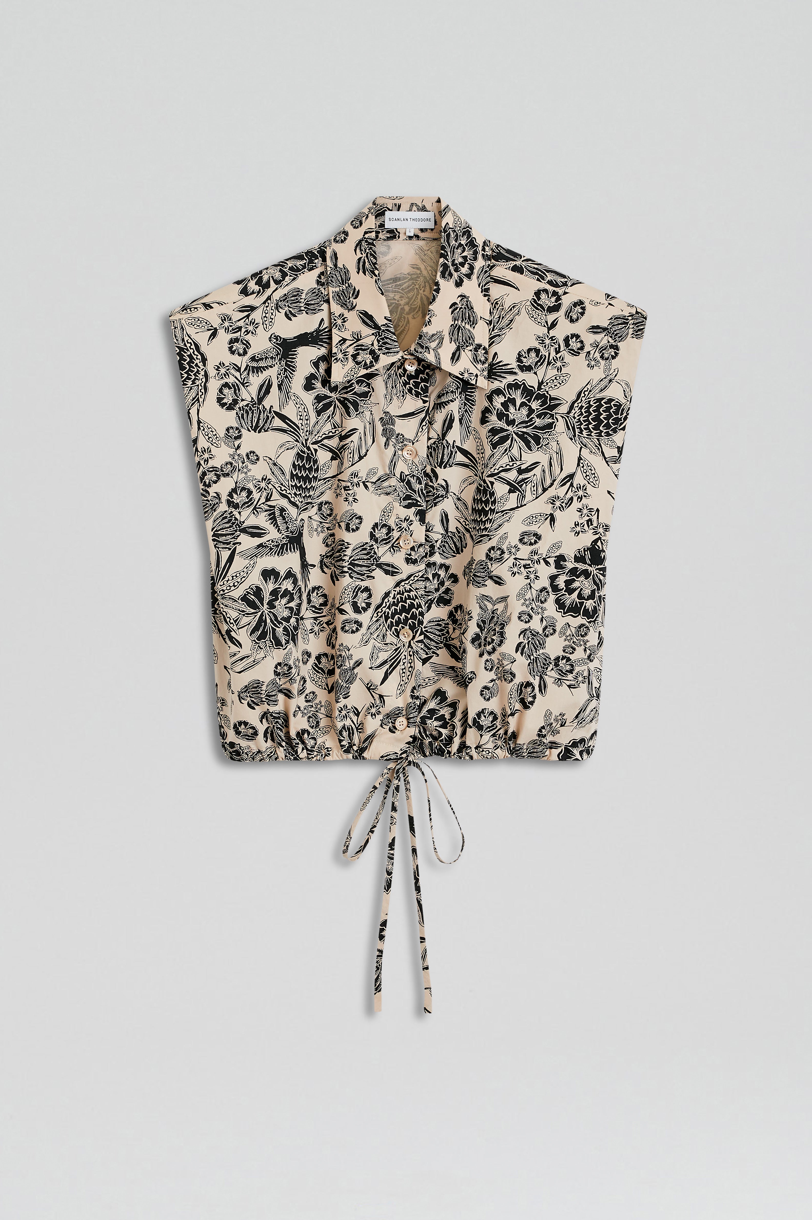 PARACHUTE FLORAL CROP SHIRT - SHELL.BLACK