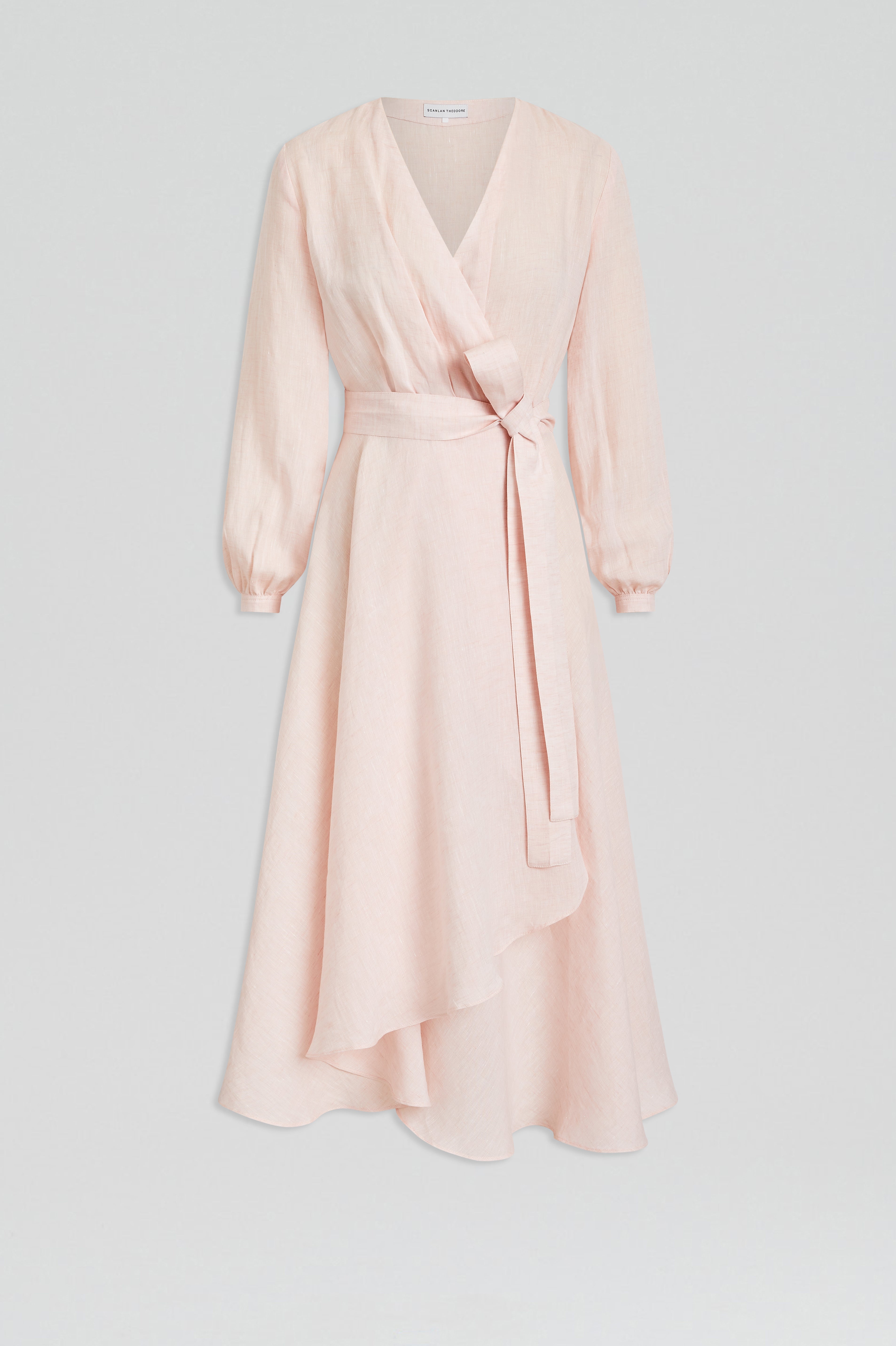 ITALIAN LINEN WRAP DRESS - TINTED.PINK