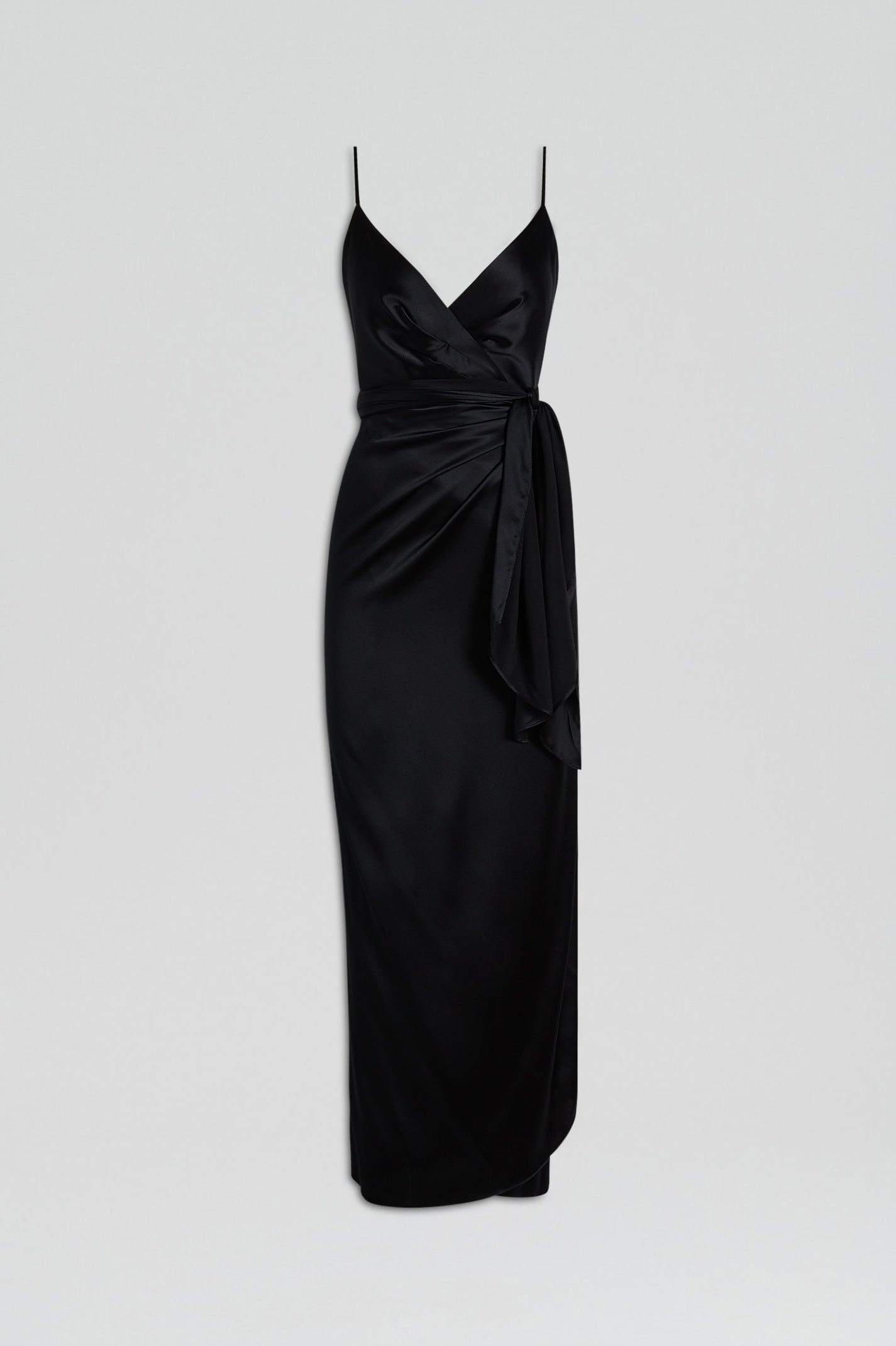 SILK WRAP DRESS - BLACK