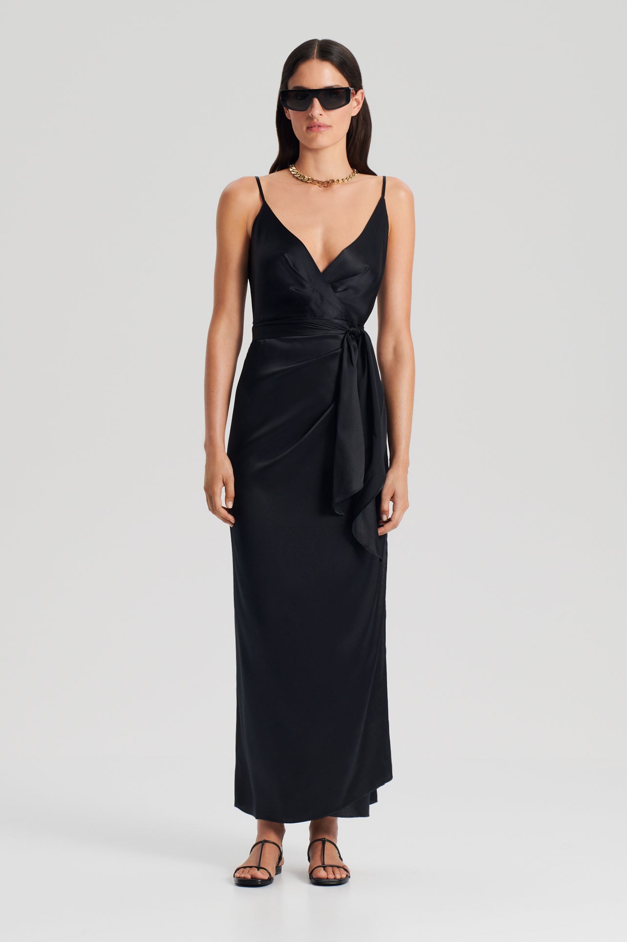 SILK WRAP DRESS - BLACK