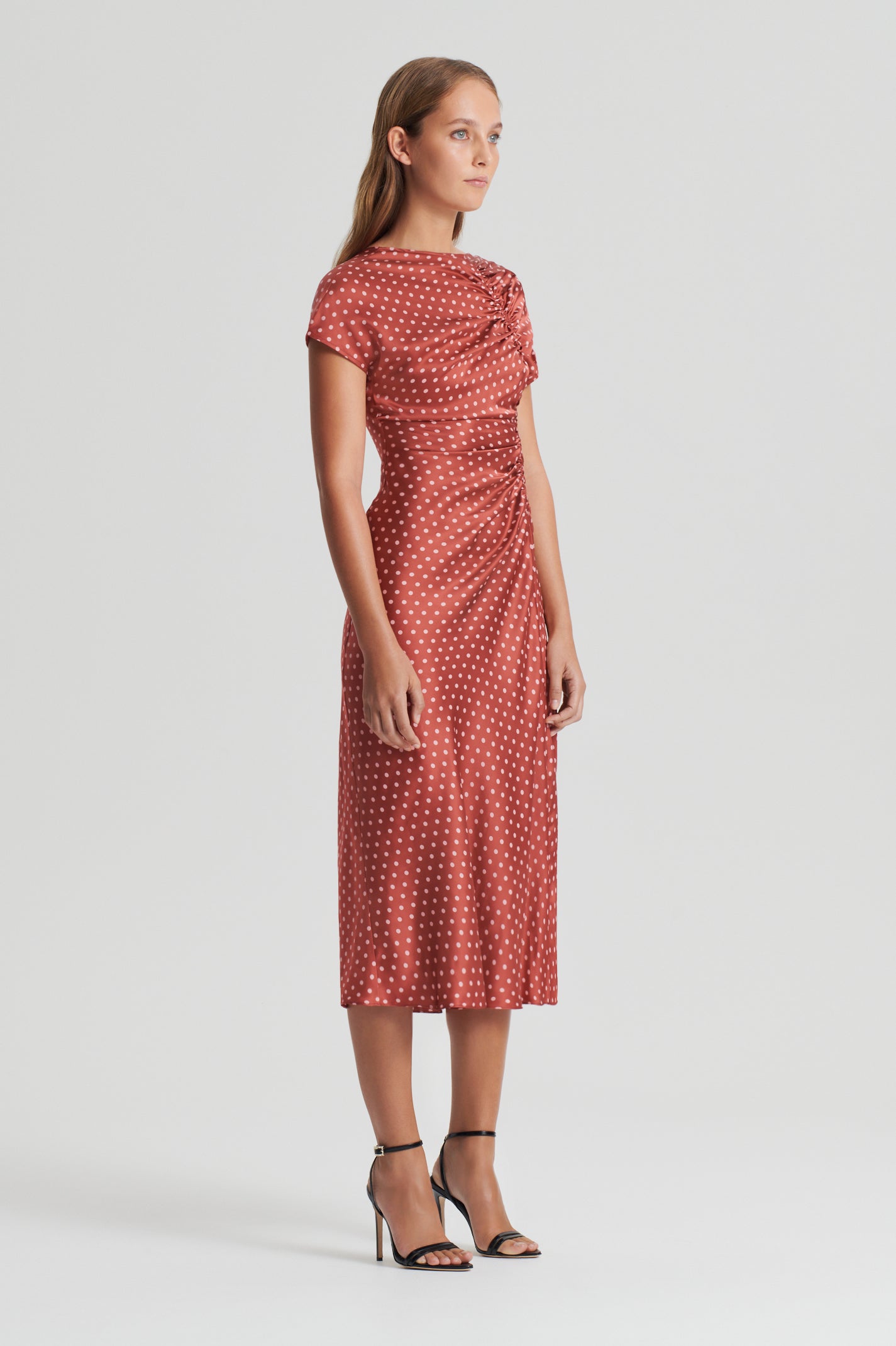 silk-spot-gather-dress-amber