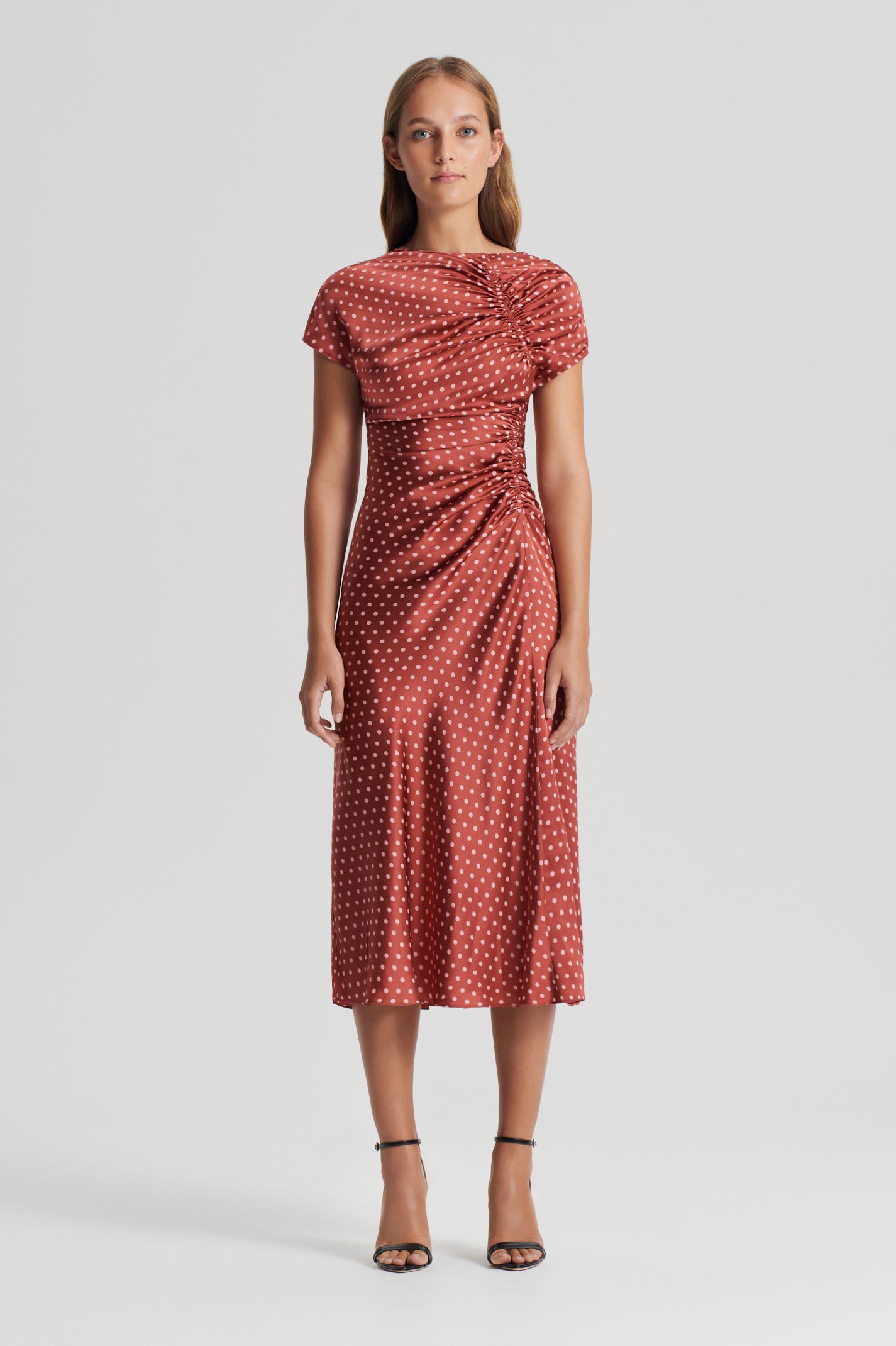 silk-spot-gather-dress-amber