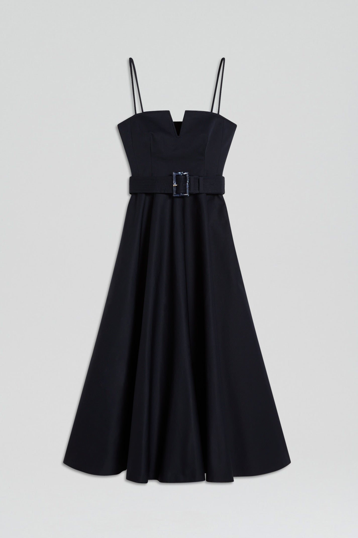 SATEEN RESIN TRIM DRESS - NAVY