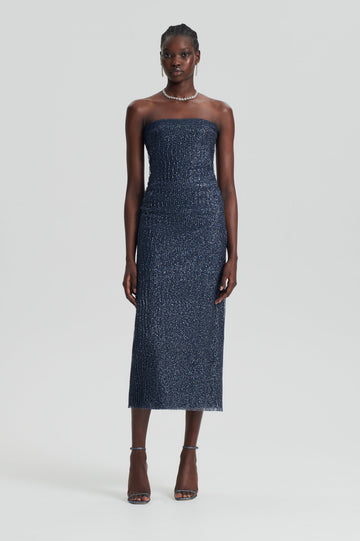 TINSEL TWEED DRESS - MARINE - Scanlan Theodore