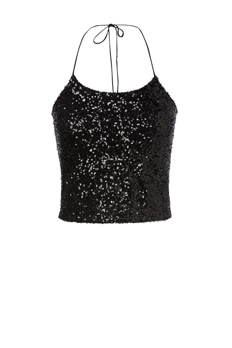 black sequin halter top