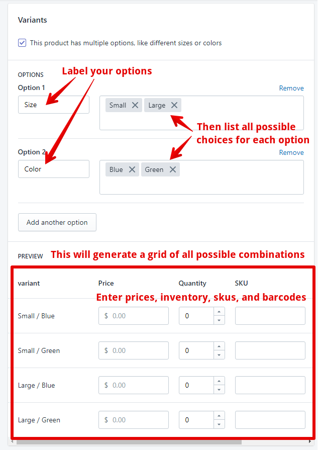 variants setup