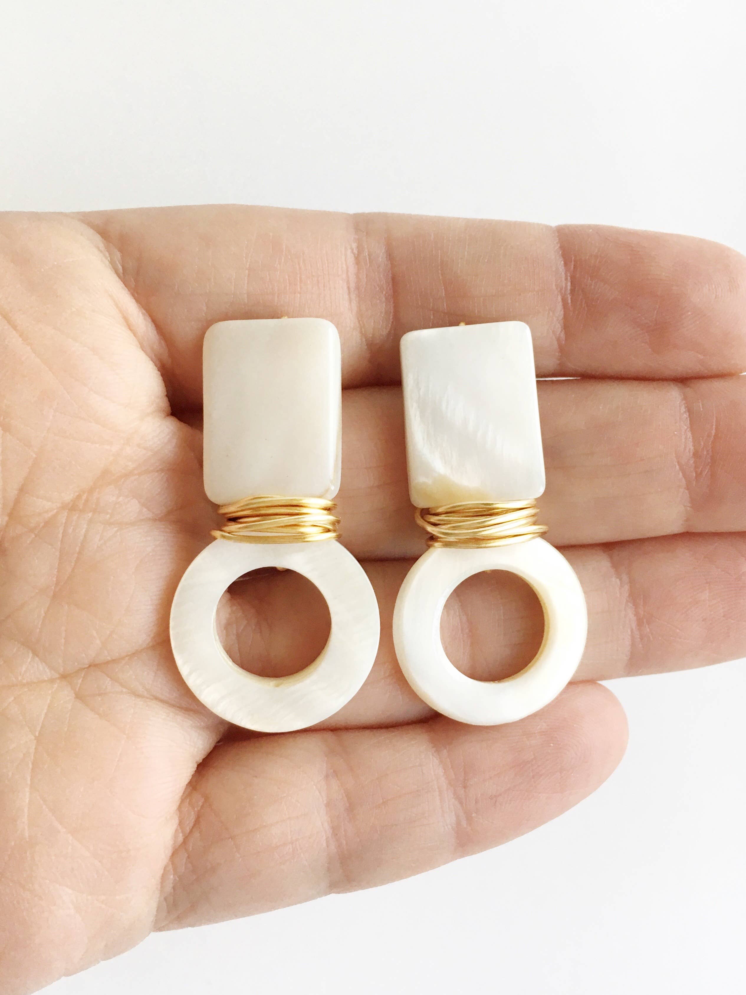 Mother of Pearl and Gold Earrings