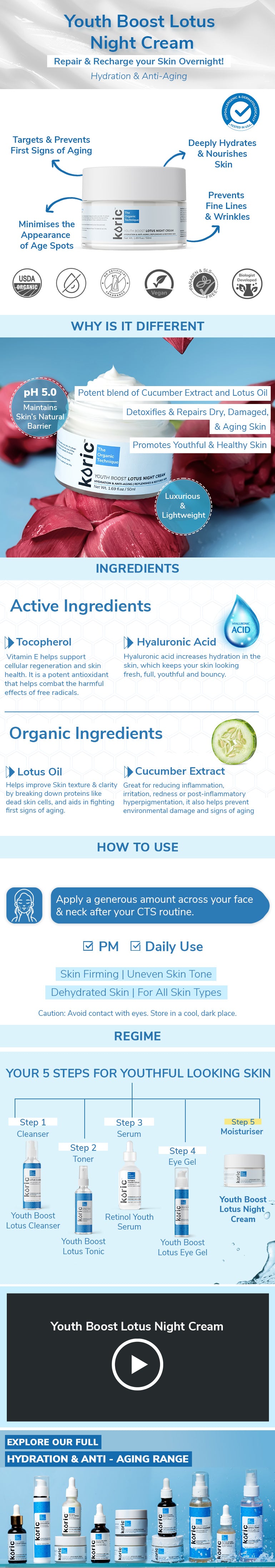 Koric Hydration & Anti-Aging Youth Boost Lotus Night Cream