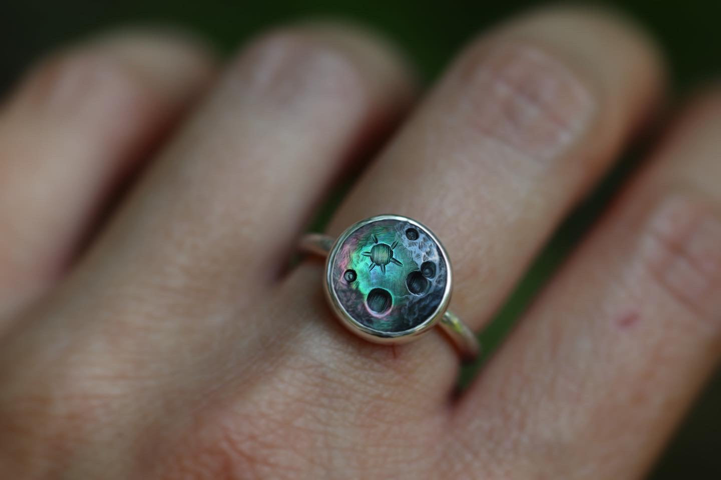 Made to order- Mini black mother of pearl moon ring
