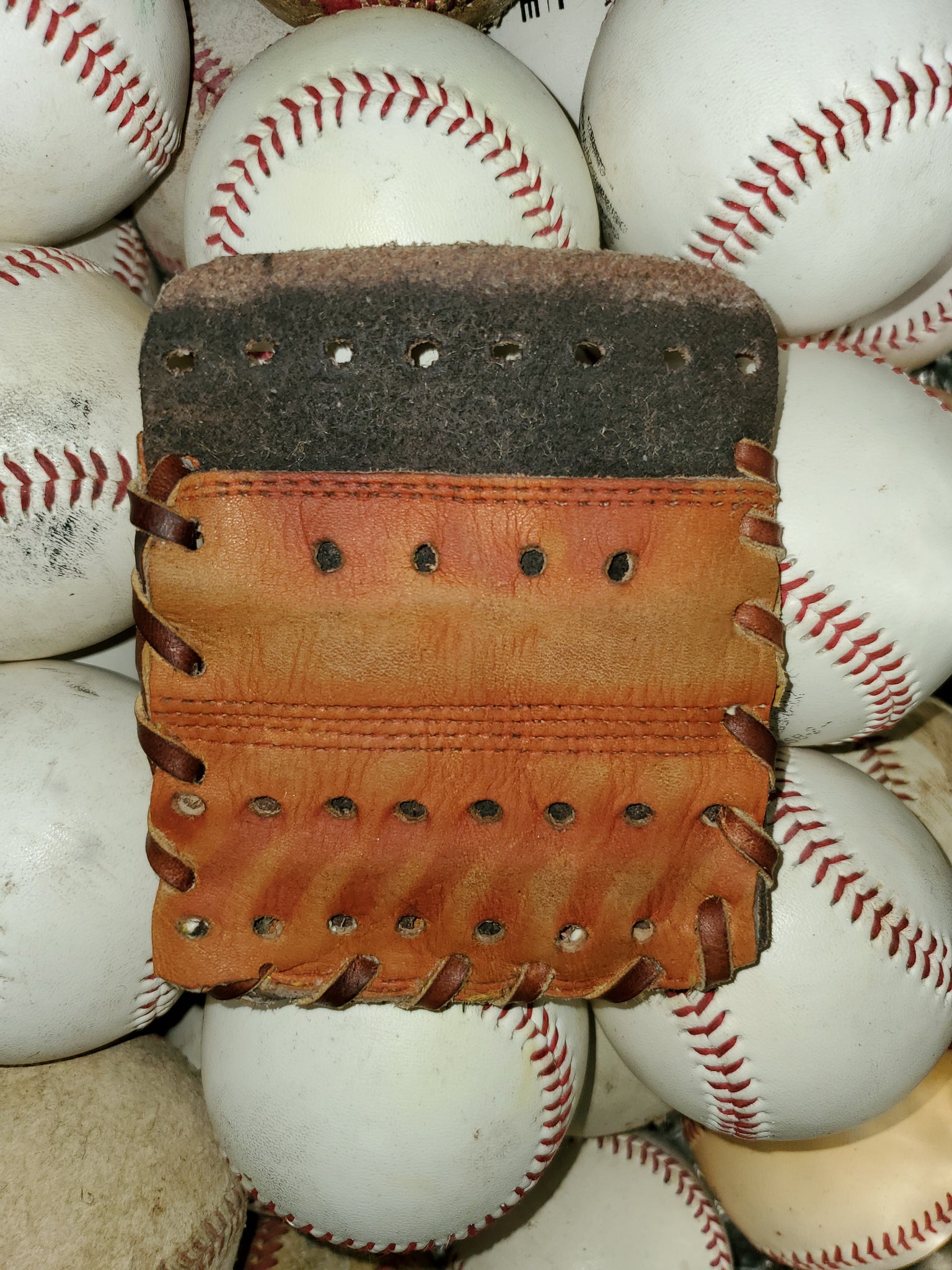 baseball glove leather checkbook wallet