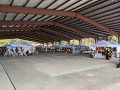 A view of the Hutton Brick yard with vendor tents set up.