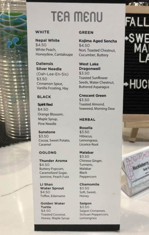 Huckleberry Tea Menu