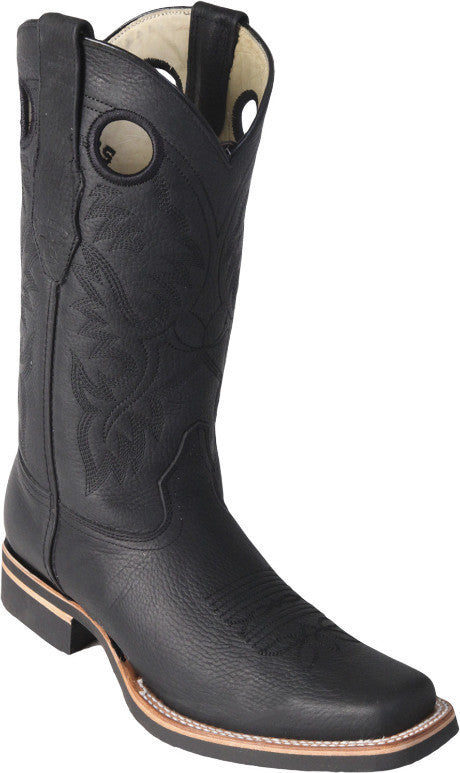 Black square toe rubber sole boots – Los Potrillos Western Wear