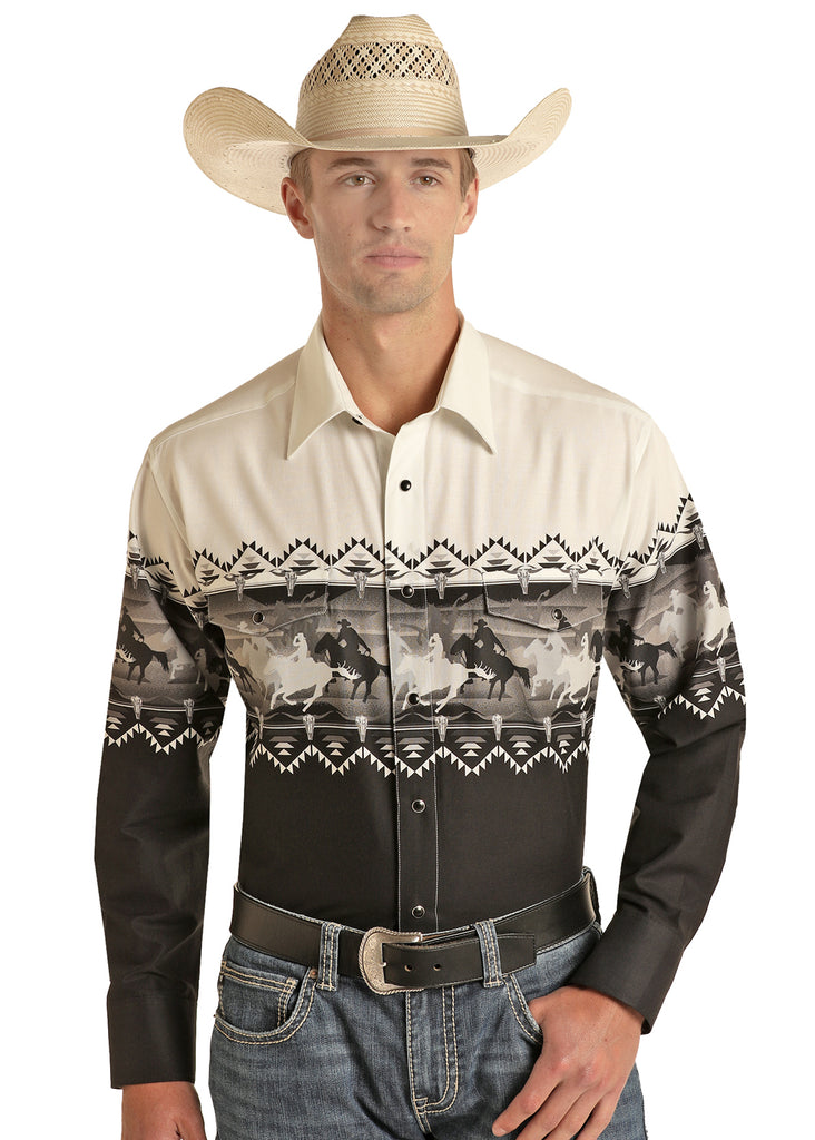 Rodeo Border Print Western Shirt – Los Potrillos Western Wear
