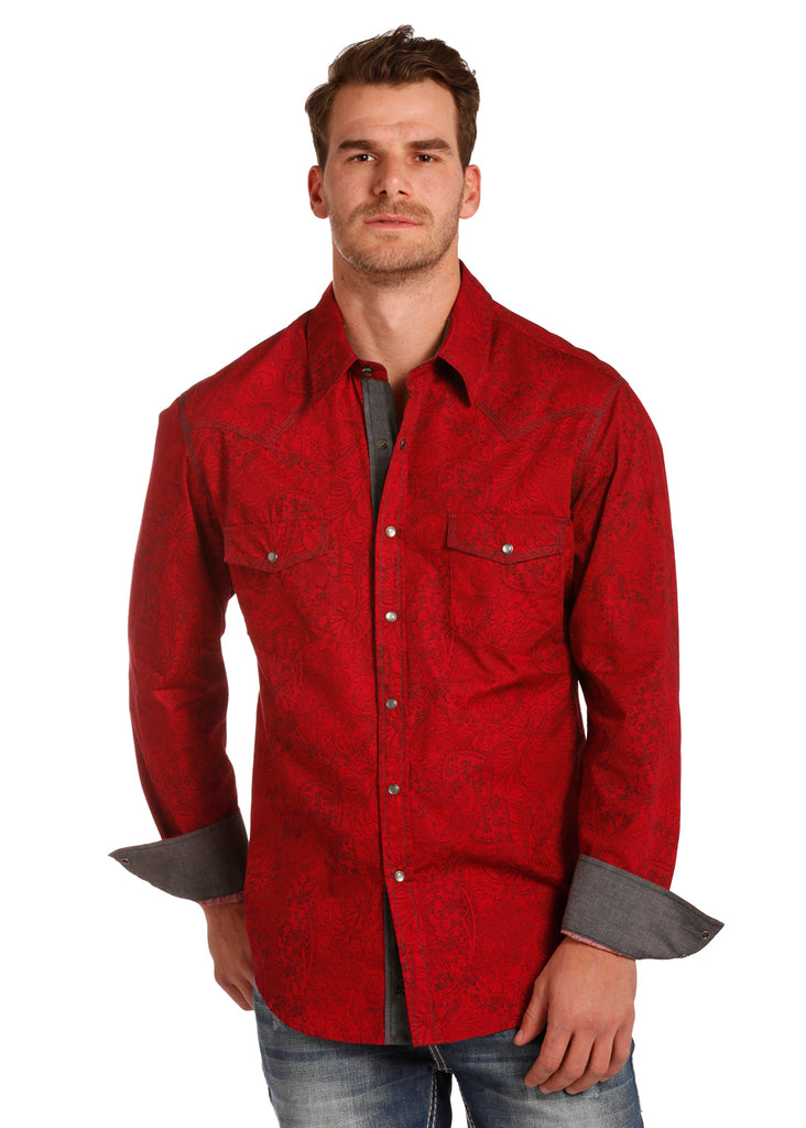 Red Paisley Long Sleeve Western Snap Shirt – Los Potrillos Western Wear