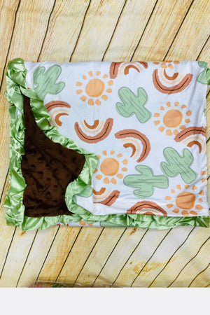 SUN/CACTUS MINKY BABY BLANKET - The Grapevine Boutique