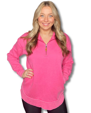 Electric Pink Tommy Pullover - The Grapevine Boutique