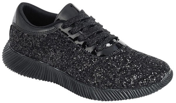 black glitter sneakers