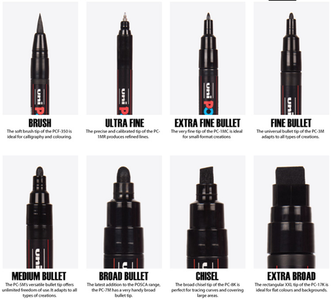 Uni Posca Paint Marker - Black, Extra Broad Chisel, 15mm