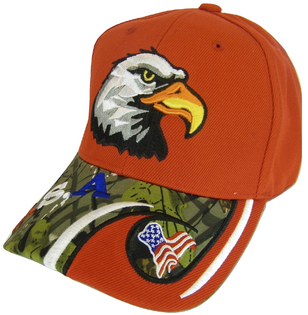 God Bless America Flag Eagle Brim Patriotic Adjustable Baseball