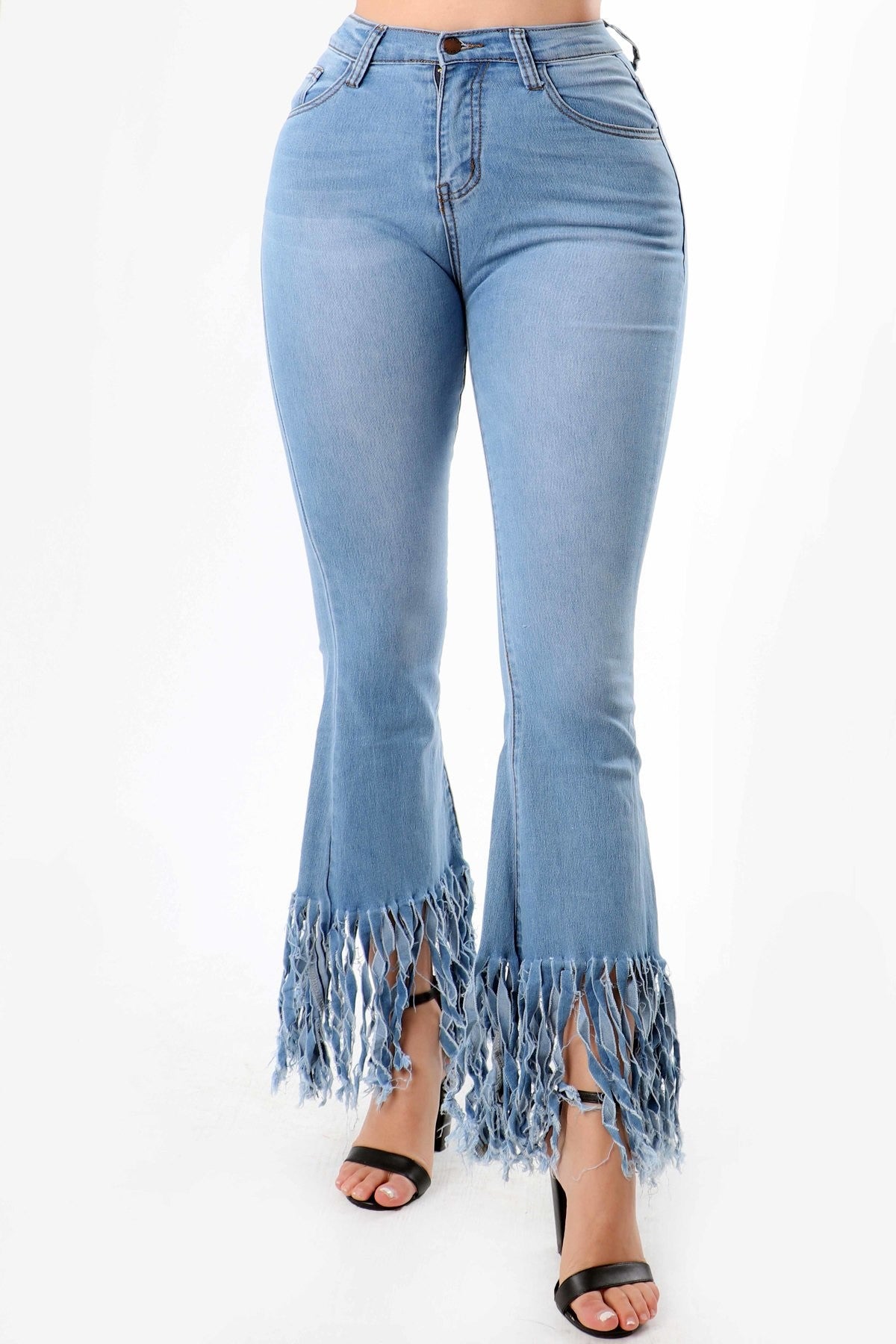 bell bottom fringe jeans