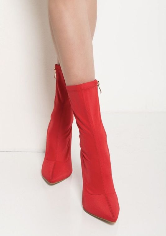 red pointed toe boots