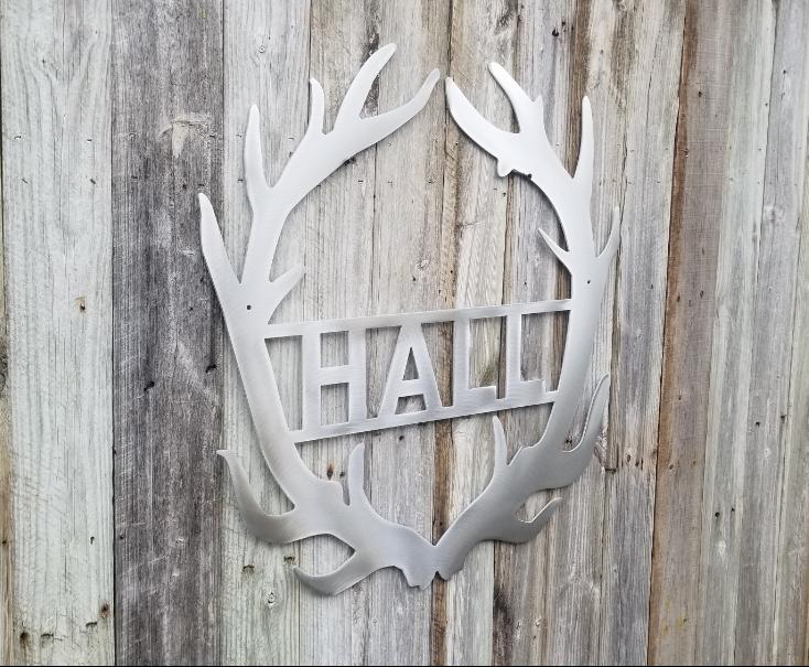Antler With Name Personalized Custom Metal Art Home Decor Advanced Metal Art