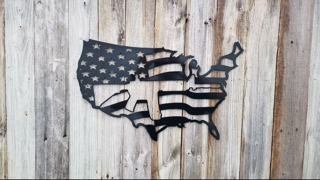 USA Map/Flag With AR15 Cut Out - Personalized Custom Metal Art Home ...