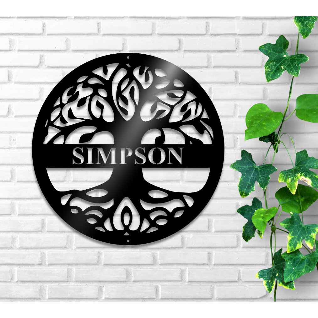 Tree of Life Round Monogram Metal Art Wall Decor - Advanced Metal Art