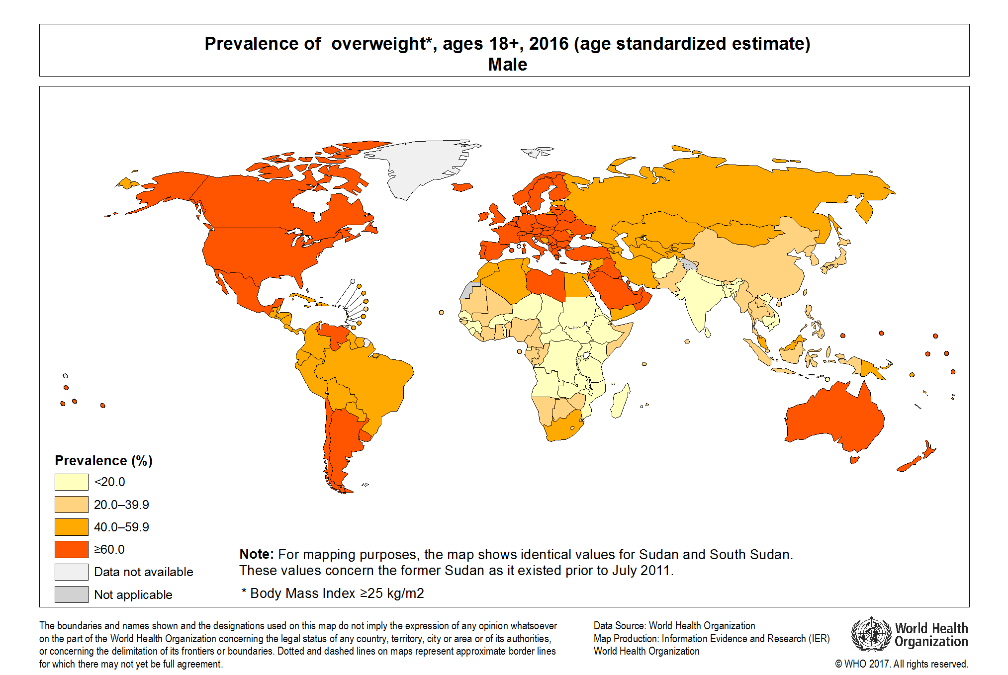 graphic representing world obesity for ages 18 plus from world health organization