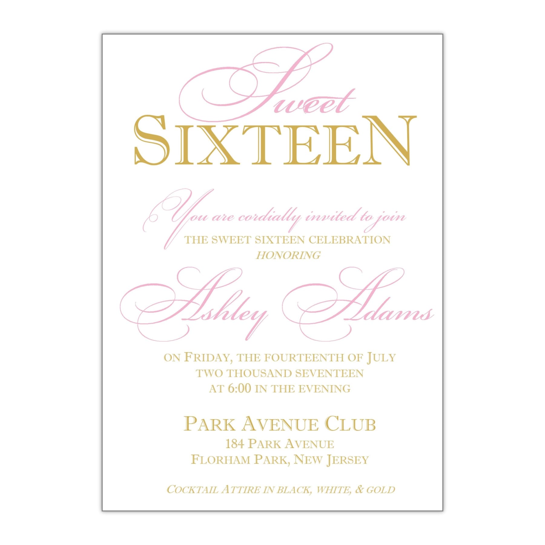 sweet sixteen invitations