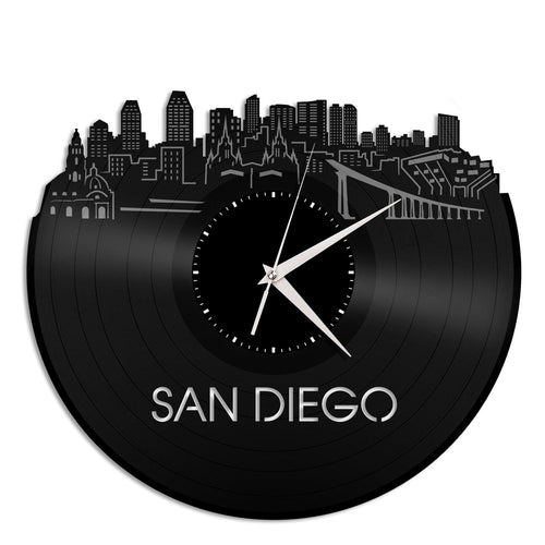 San Diego Skyline Vinyl Wall Clock Updated - VinylShop.US