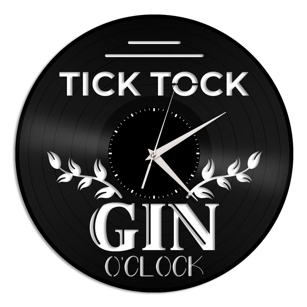 Tic Toc Gin O'clock Vinyl Wall Clock Skyline Unique Gift Home Office