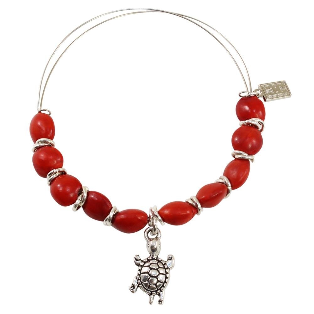 Adjustable Turtle Charm Bangle/Bracelet  for Women w/ Huayruro R