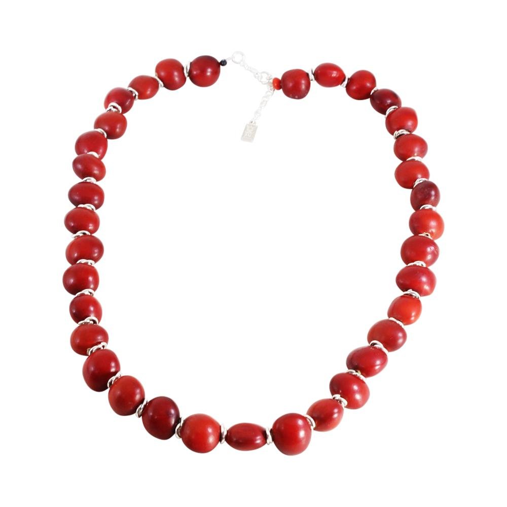 Classic 鈥淓cofriendly鈥  Adjustable Red Necklace for Women w/Meaningful Seed Beads 18鈥?20鈥