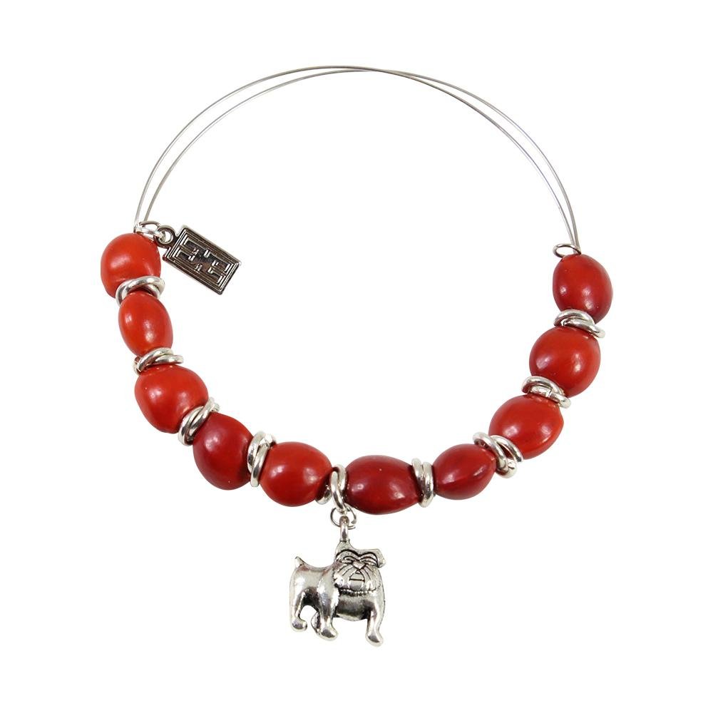 English Bulldog Charm Adjustable Bangle Bracelet w/Meaningful Go