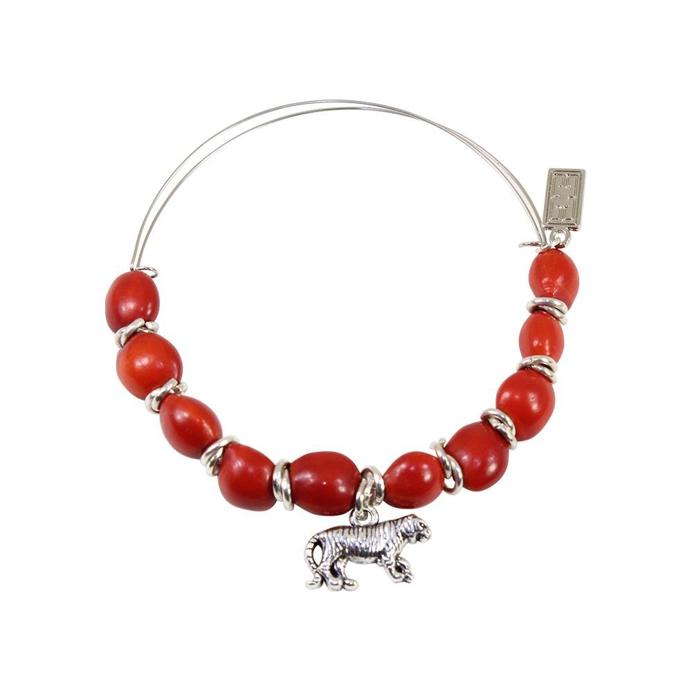 Tiger Charm  Adjustable  Bangle/Bracelet for Women w/Huayruro Re