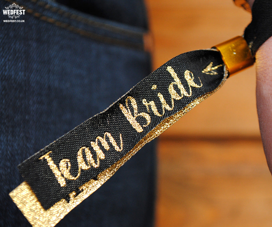 black gold team bride bachelorette wristband