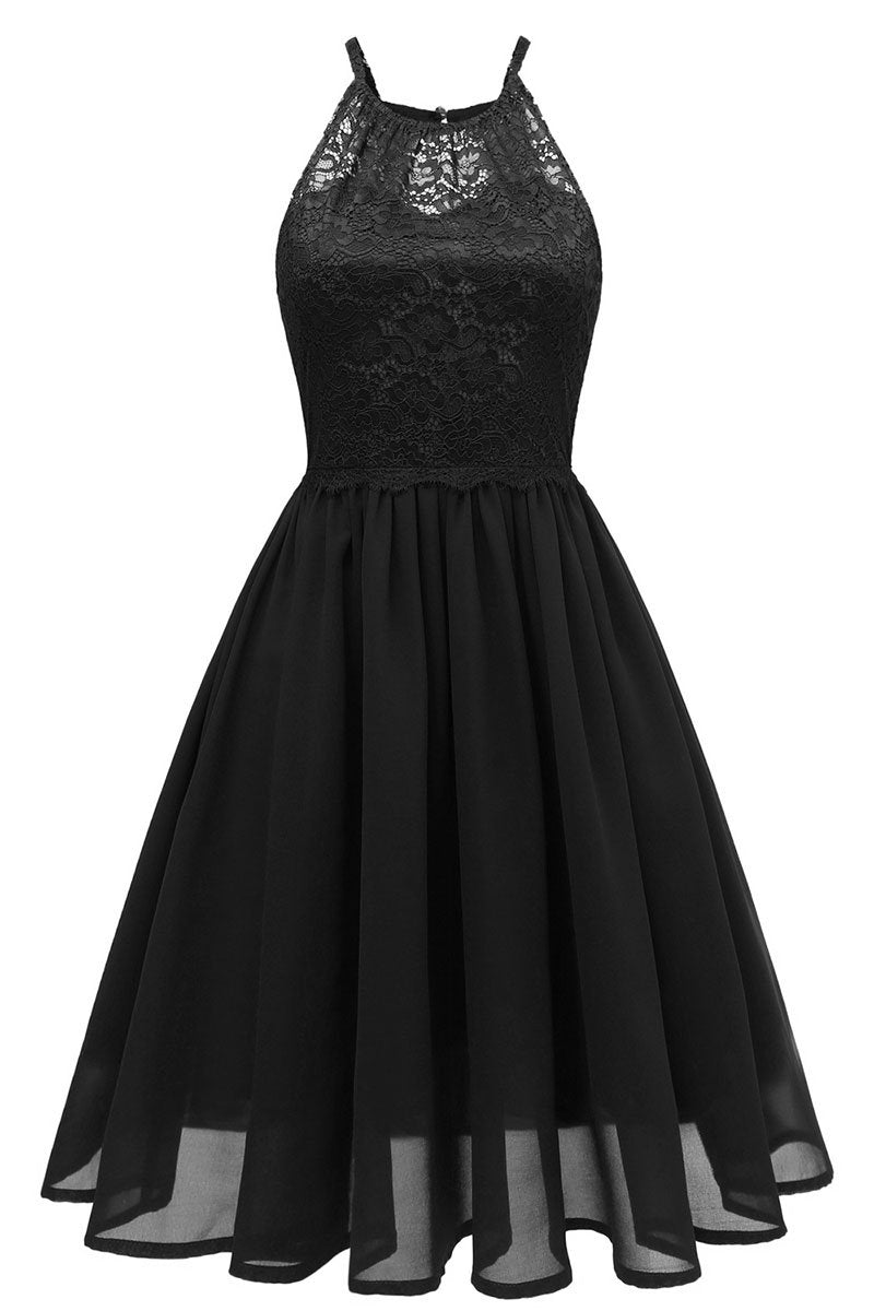 Black Cut Out A-line Sleeveless Homecoming Dress | LizProm