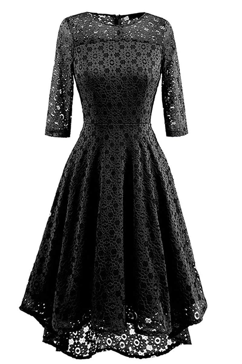 Black Lace A-line Homecoming Dress With Sleeves | LizProm