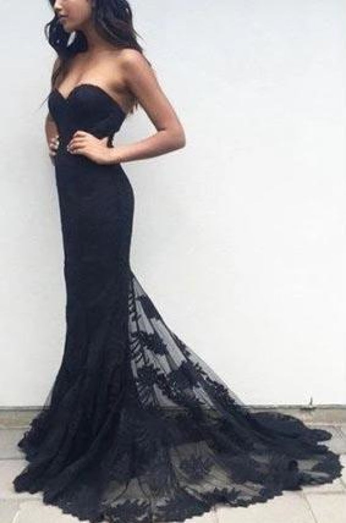 black sweetheart strapless dress