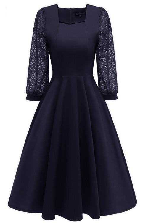 Black A-line Homecoming Dress With Long Sleeves | LizProm