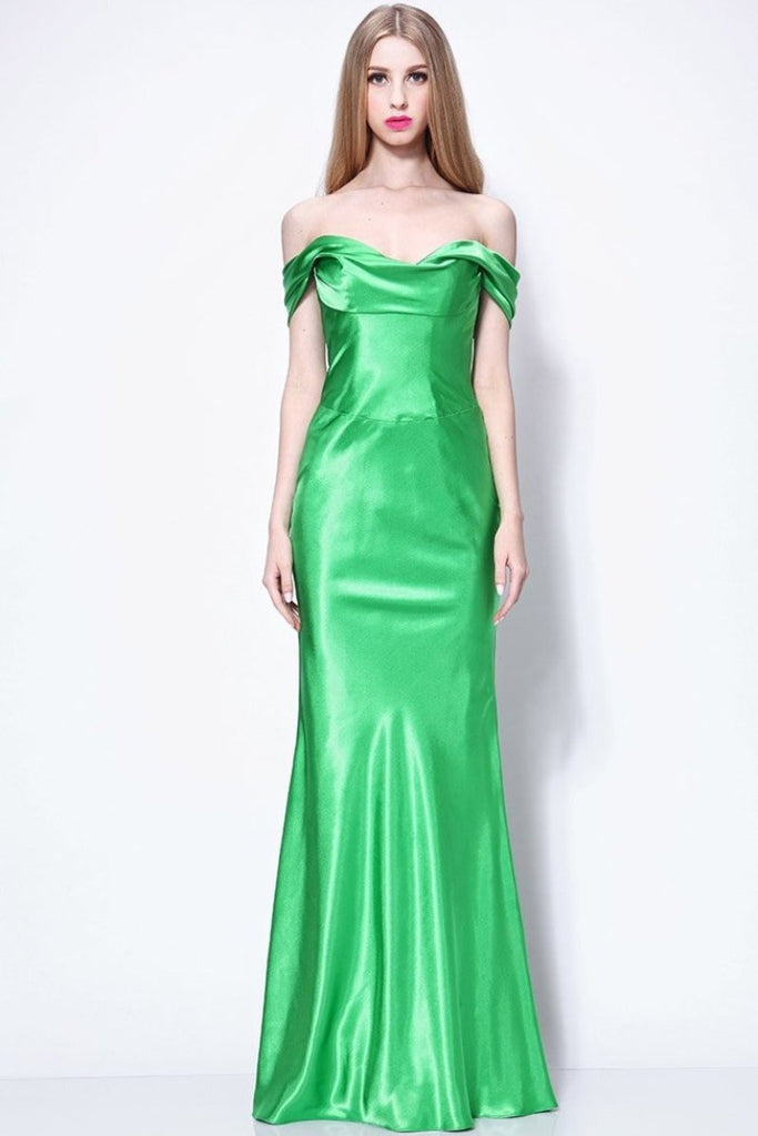 green off the shoulder mermaid dress