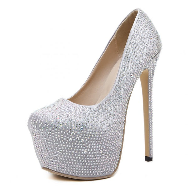 silver closed toe heels