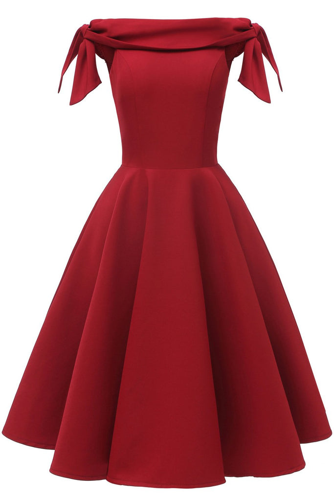 Burgundy Off-the-shoulder Fit And Flare Homecoming Dress | LizProm