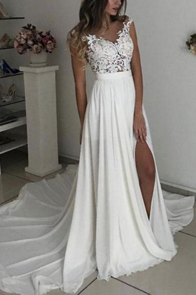 white high slit dress