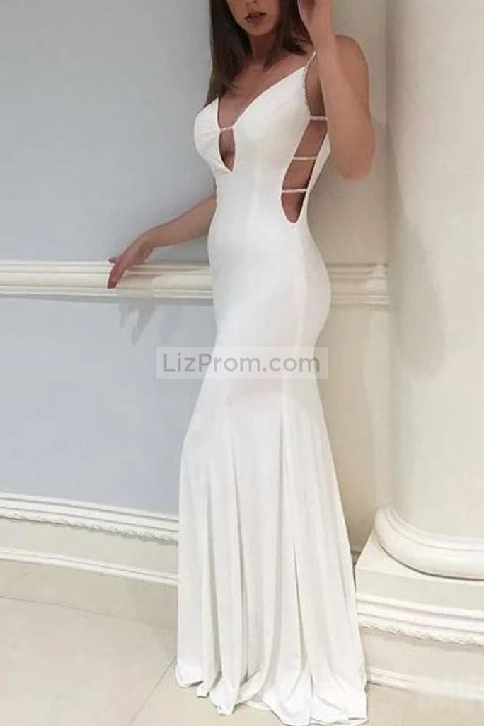 white cut out prom dress