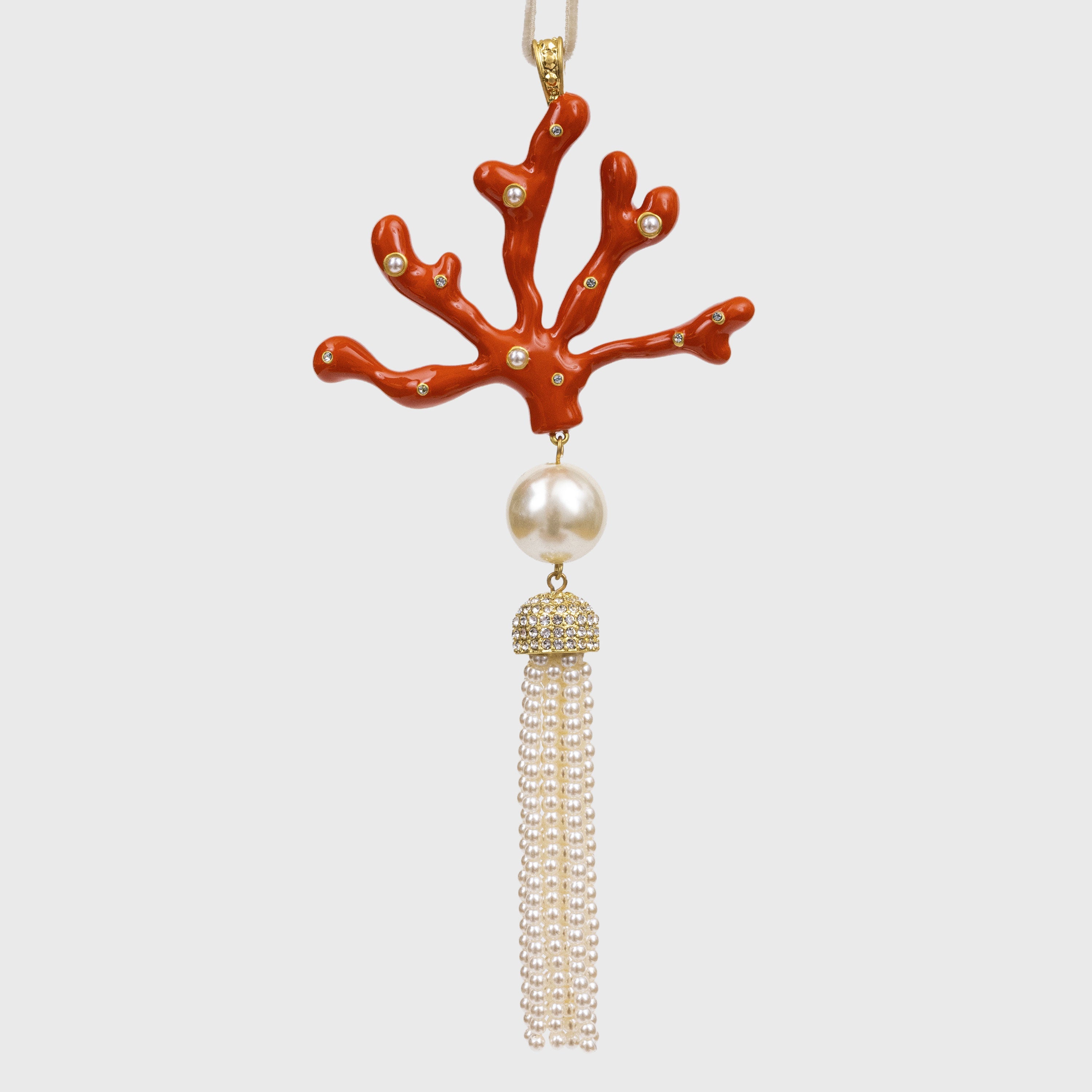 Coral tassel hanging ornament, coral - Joanna Buchanan product image